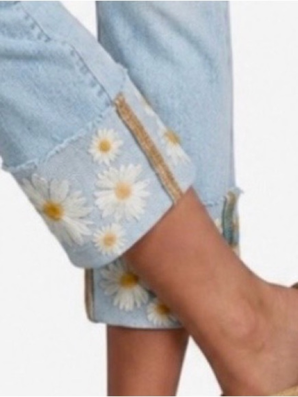 Driftwood Colette Jeans Lightwash Daisy Embroidered Floral 14 Boho Cottagecore